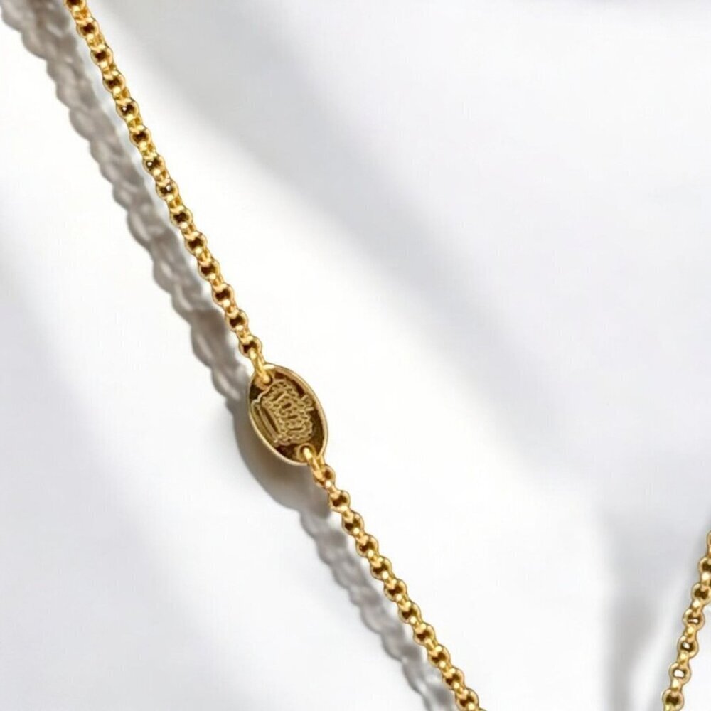 Juicy Couture Crystal Heart Bow Pendant Necklace Gold Tone Chain Lobster Clasp - Picture 5 of 10